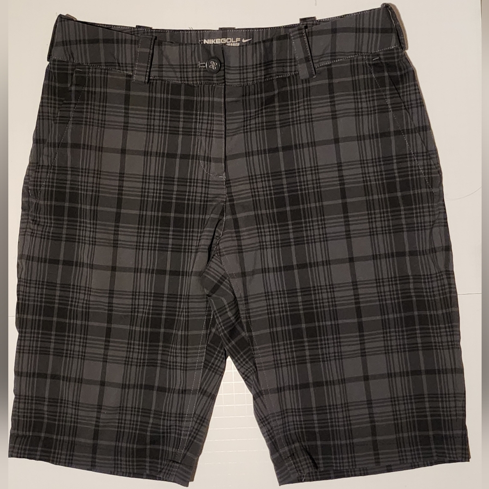 Nike Golf Women's Black and Grey Plaid Shorts